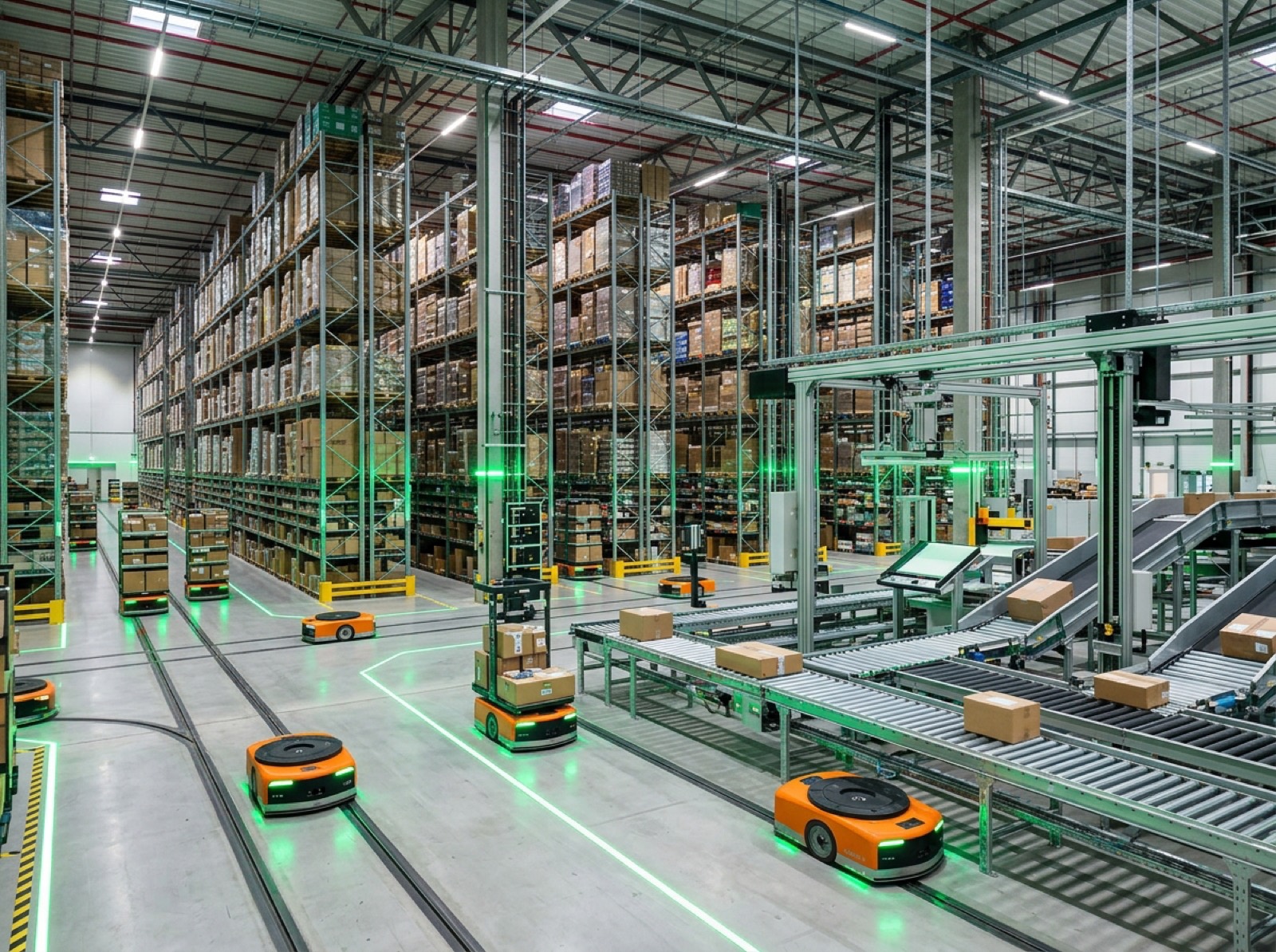 Automated warehouse with AMRs
